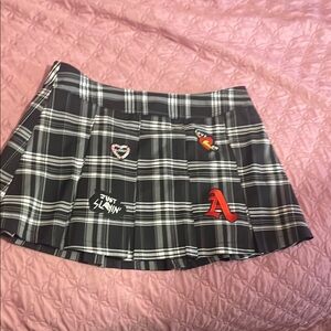 Plaid Skirt with Patches: XXL